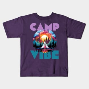 Camp Vibe Retro Colorful Sunset Print Kids T-Shirt